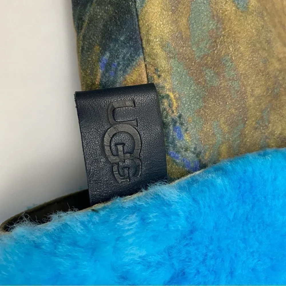 UGG X CLAIRE TABOURET FLUFF WEDGE BOOT WITH RARE BLUE LINING SZ 7 - Picture 14 of 15